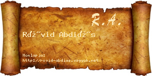 Rövid Abdiás névjegykártya